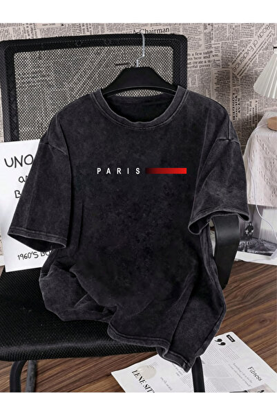 HOFFNUNG Unisex Oversize Vintage Washed Street Style Μόδα του δρόμου Βαμβακερ...