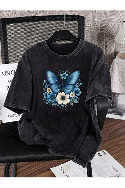 HOFFNUNG Unisex Oversize Vintage Washed Street Style Μόδα του δρόμου Βαμβακερ...
