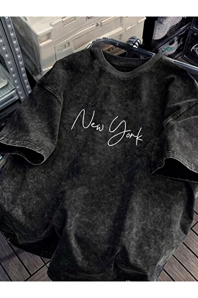 HOFFNUNG Unisex Oversize Vintage Washed Street Style Μόδα του δρόμου Βαμβακερ...