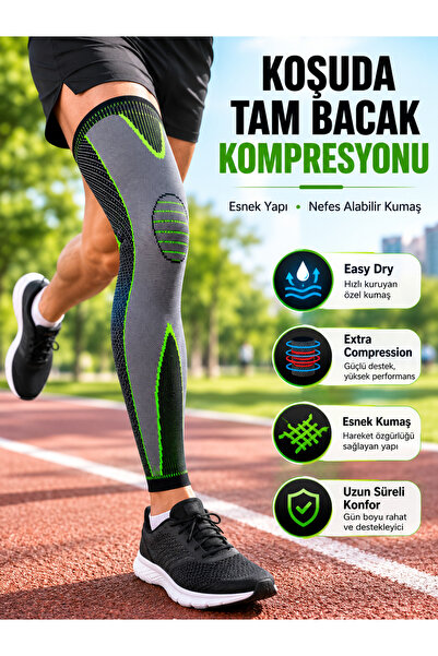 Lisinya Ergonomik Uzun Spor Dizliği Esnek Kumaşlı Tam Boy Kompresyon Desteği -