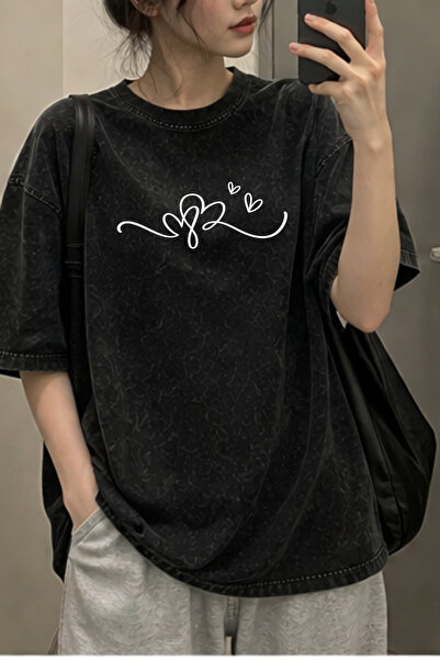 HOFFNUNG Unisex Oversize Vintage Washed Street Style Μόδα του δρόμου Βαμβακερ...