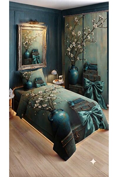 Elmas Dizayn 280*240 Cm. Special Design Single Bedding Set with Background Cu...