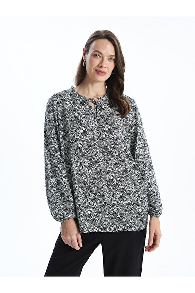 LC Waikiki Original Tie-Neck Patterned Women's Blouse