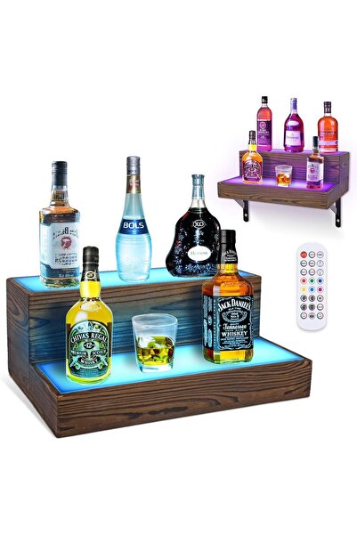 OEM Suport pentru vin din acrilic, suspendat, iluminat cu LED, cu 2 niveluri,...