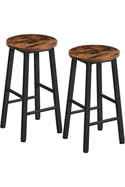 OEM Scaune de bar Hocker Set de 2 Industriale 32x32x63 cm Negru Maro