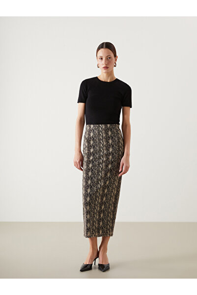 LC Waikiki Gray Extra Slim Fit Patterned Women's Skirt