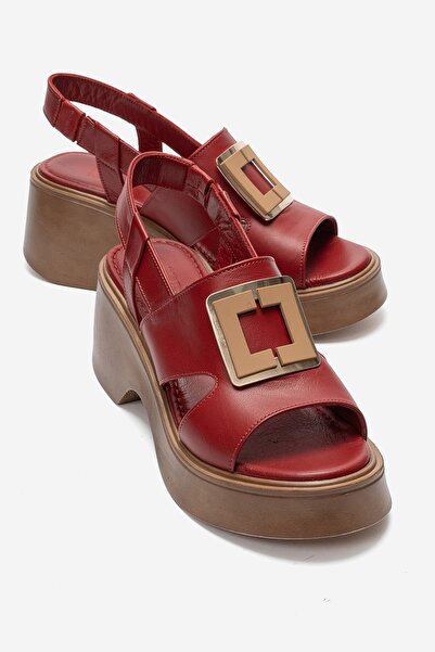 LuviShoes Sandale cu toc cu pană pentru femei LUCIA, din piele naturală, cu c...