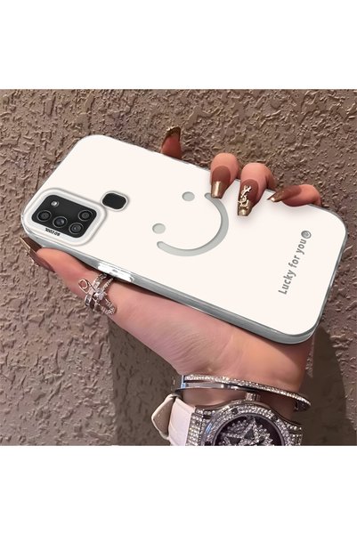 CHICASELUX Samsung Galaxy A21S Compatible Plain Written Smiley Face Case, Ins...
