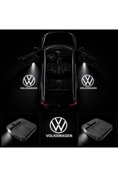 Yeni Volkswagen Kapı Altı Logo Projektör Led Işığı 2'li Set Pilli Kablosuz Kapı Karşılama Lambası