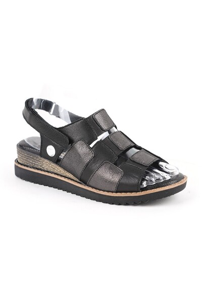 Mammamia Women's Sandals Daily Genuine Leather Anatomical Padded Sole Velcro ...