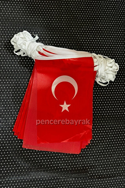 Türk Bayrağı Baskılı İpe Dizili Dikdörtgen Bayrak – Raşel Kumaş, 25 Metre (20x30 cm)