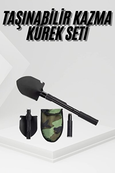 teknodayım Folding Portable Pickaxe Shovel Set Portable Steel with Carrying B...