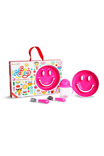 Munchkin Be Happy Σετ Φαγητού για Νήπια Ροζ (4 τεμάχια)