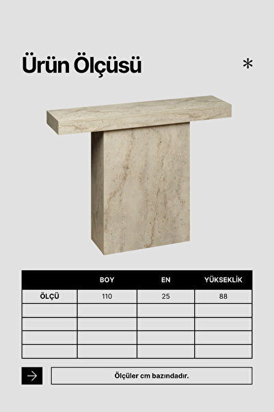 Skandi homeworks MATERA Dresuar 110 cm Modern Mermer Desenli Antre, Salon, Hol ve Koridor Konsol Masası
