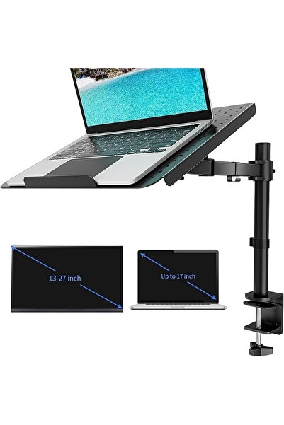 Paporich Laptop Notebook Desk Mount Stand, 2 in 1, Adjustable, Compatible wit...