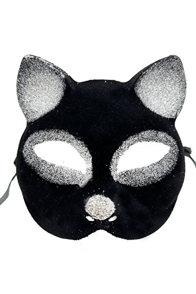 FTA TİCARET Black Silver Glitter Cat Mask