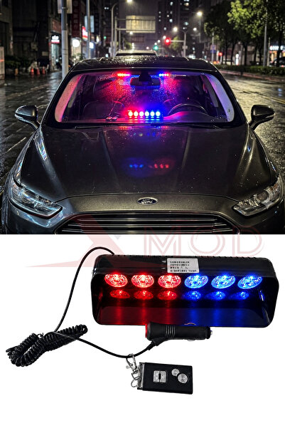XMOD 18 مصباح LED للسيارة باللون الأحمر والأزرق مع منفذ ولاعة وتحكم عن بعد