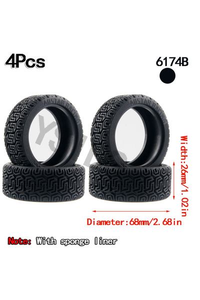 Choice1 6174B YSIDO 4Pcs 68mm RC 1/10 Rally Tires for 1:10 RC Car On Road Rac...