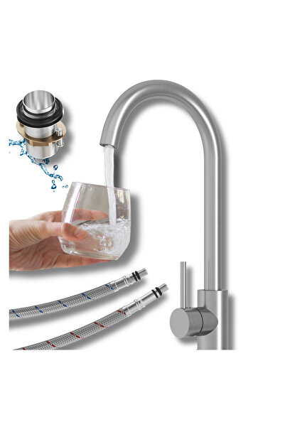 Granitan Baterie Bucatarie DELTA, Pipa Rotativa 360°, Inox