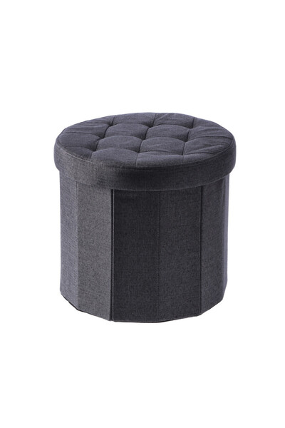 Decorer Taburet pliabil cu spațiu de depozitare din material textil negru Alm...