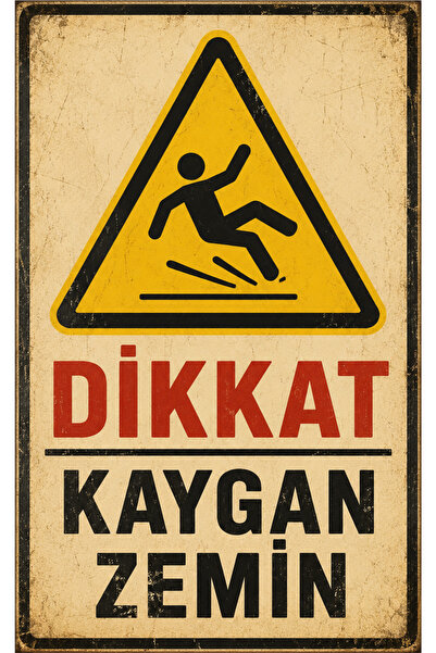 Lucena Retro Caution Slippery Floor Metal Sign Decorative Warning Sign 30X40 cm