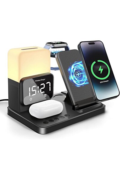 DoubleCare Wireless Charger, 6 in 1 Wireless Charging Station with Night Ligh...
