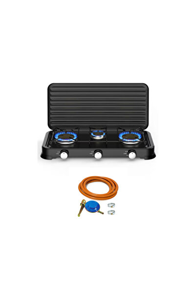 COBI SMART® Aragaz plita cu 3 ochiuri cu capac, 2x2.2 kWh, 1x1 kWh, otel carb...