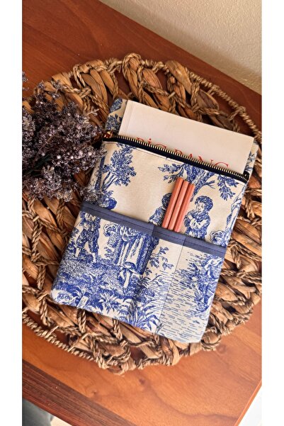 runa Mavi fransız köylü desen kitap kılıfı 20-25 cm