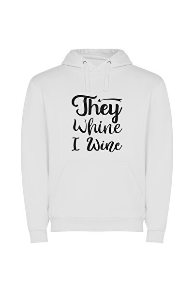 iLovePrints Wine Whine's Black Label Φούτερ με κουκούλα σε χρώμα Λευκό