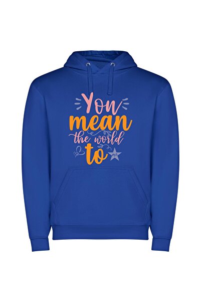 iLovePrints World of Meaningful Expressions Φούτερ με κουκούλα σε χρώμα Μπλε