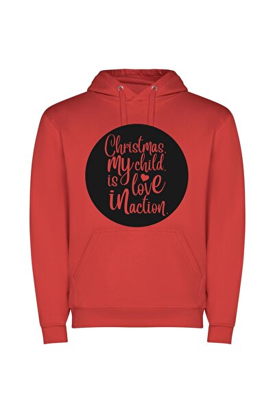 iLovePrints Lovecratian Christmas Chic Φούτερ με κουκούλα σε χρώμα Κόκκινο