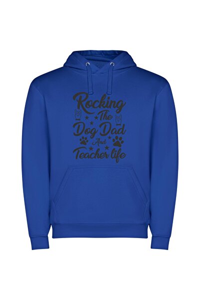 iLovePrints Rockstar Doggy Daddy Life Φούτερ με κουκούλα σε χρώμα Μπλε