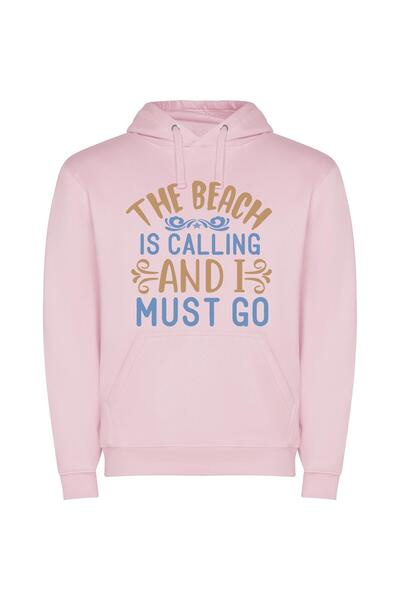 iLovePrints Beach Calling Serenity Retreat Φούτερ με κουκούλα σε χρώμα Ροζ