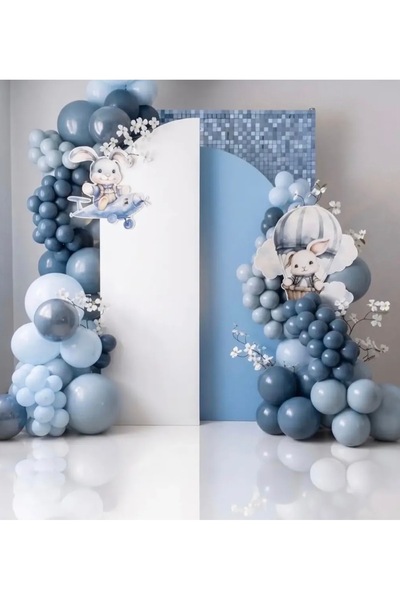 Çemrek Süs Parti Retro Denim Storm Blue Balloon Chain Set of 100