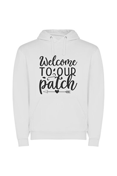 iLovePrints Patch of Elegance Φούτερ με κουκούλα σε χρώμα Λευκό