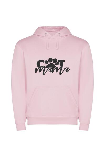 iLovePrints Mama's Feline Elegance Φούτερ με κουκούλα σε χρώμα Ροζ