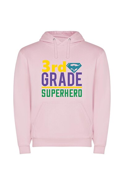 iLovePrints Grade Three Superpower Φούτερ με κουκούλα σε χρώμα Ροζ