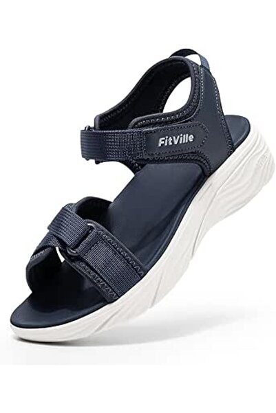 FitVille صنادل نسائية واسعة للخارج بكعب ويدج خفيفة الوزن قابلة للتعديل للمشي ...