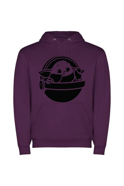 iLovePrints Bowl Baby Yoda Delight Φούτερ με κουκούλα σε χρώμα Μωβ