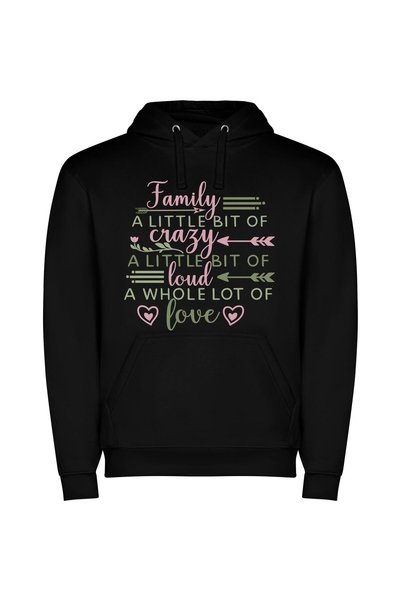 iLovePrints Endearing Crazy Love Φούτερ με κουκούλα σε χρώμα Μαύρο
