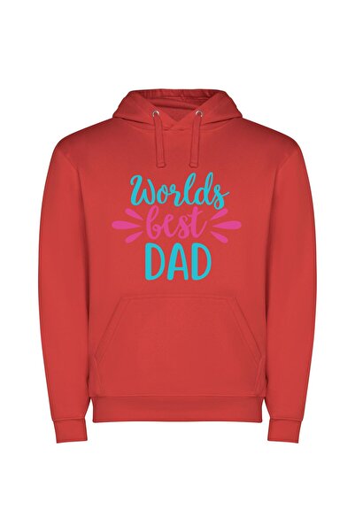 iLovePrints Dad: World's Wonderful Champion Φούτερ με κουκούλα σε χρώμα Κόκκινο