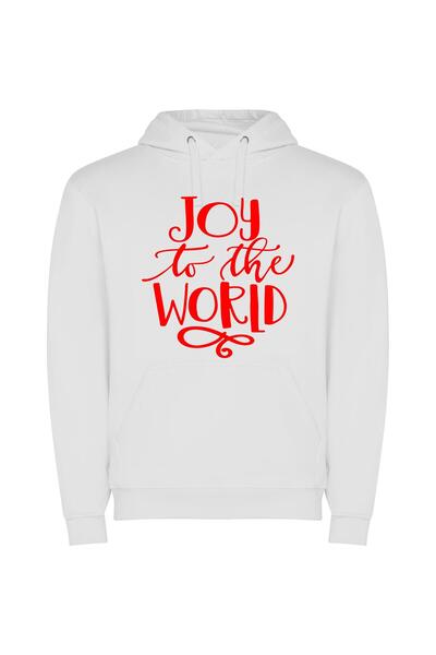 iLovePrints Joyful World Wallpaper Φούτερ με κουκούλα σε χρώμα Λευκό
