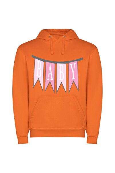 iLovePrints Baby Blissful Pink Haven Φούτερ με κουκούλα σε χρώμα Πορτοκαλί