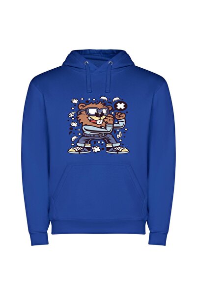 iLovePrints Animated Animal Avengers Φούτερ με κουκούλα σε χρώμα Μπλε