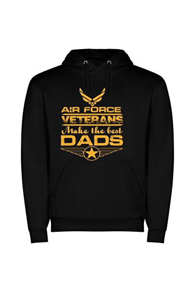 iLovePrints Proud Air Force Dads Φούτερ με κουκούλα σε χρώμα Μαύρο