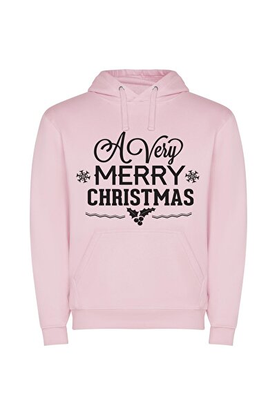 iLovePrints Holly Snowfall Elegance Φούτερ με κουκούλα σε χρώμα Ροζ