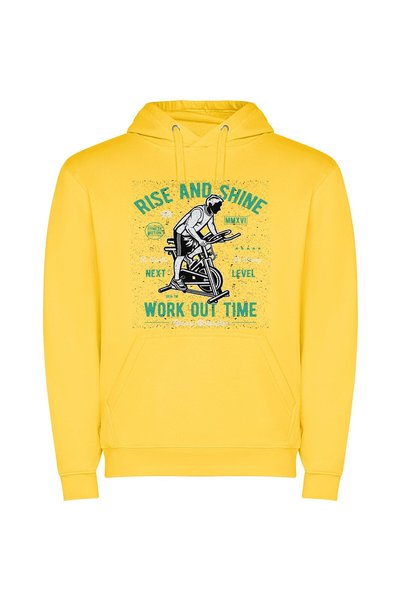 iLovePrints Sweat & Grind: Pedal Power Φούτερ με κουκούλα σε χρώμα Κίτρινο