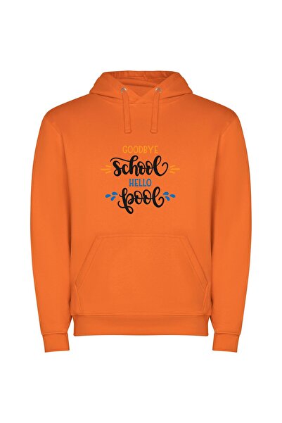 iLovePrints School to Cool: Illustrated Φούτερ με κουκούλα σε χρώμα Πορτοκαλί