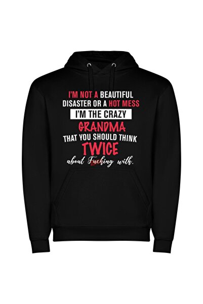 iLovePrints Grandma's Hot Double Trouble Φούτερ με κουκούλα σε χρώμα Μαύρο