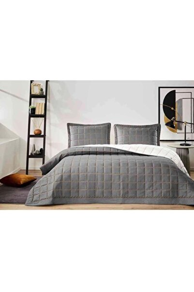 Özdilek Embroidered -Square Anthracite- Single Bedspread (180X250)
